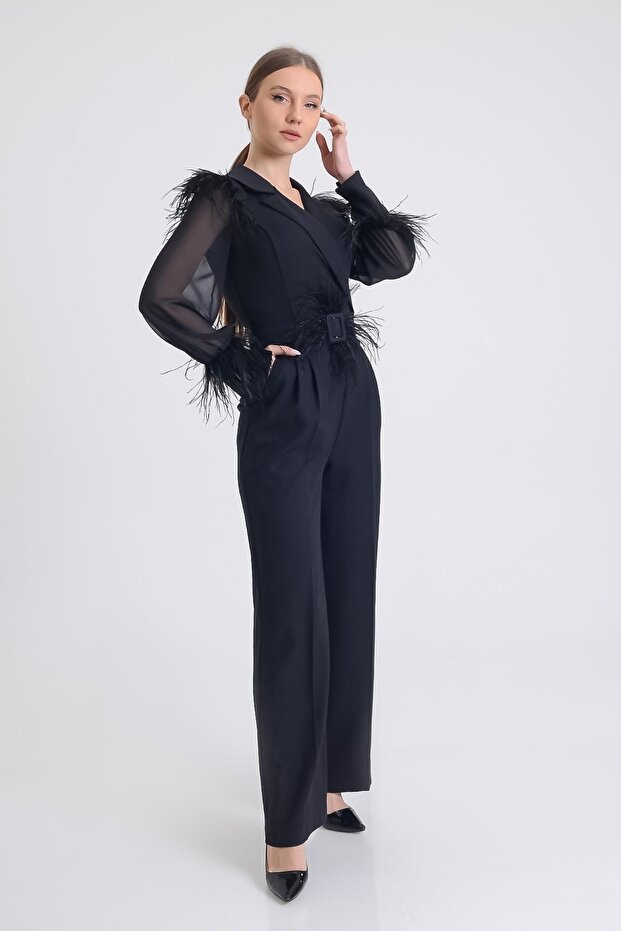 بذلة بياقة سترة سوداء - 2