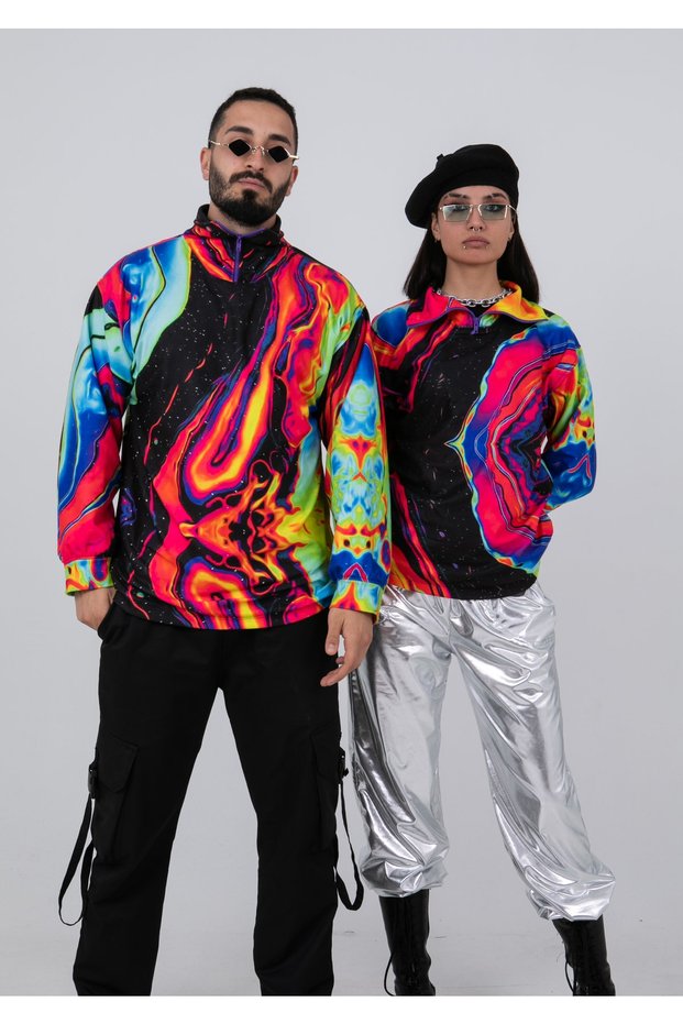 Renkli Trippy Acid Sweatshirt