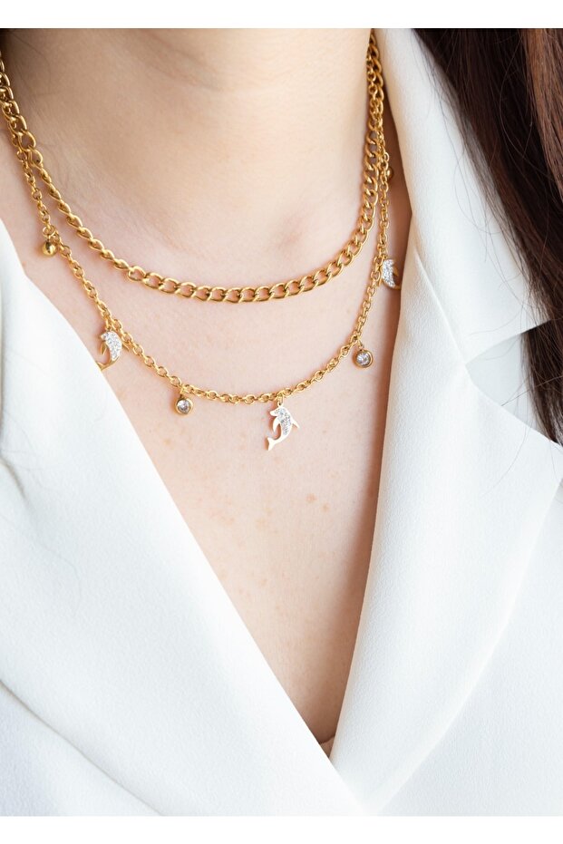 Çelik Yunus Charm Kolye - 4