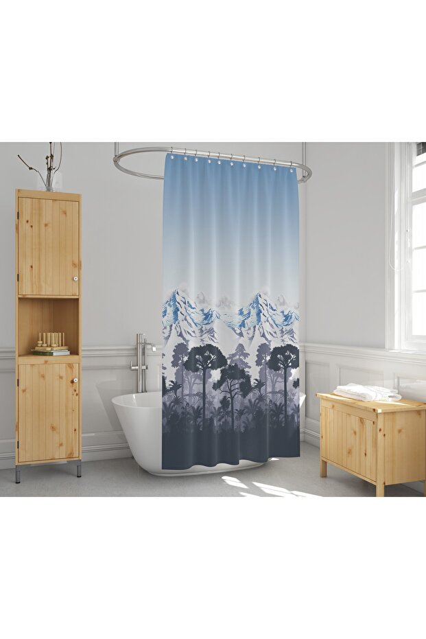 Bathroom Curtain 1x180x200 Single Wing Shower Curtain with Ring Gift 10292