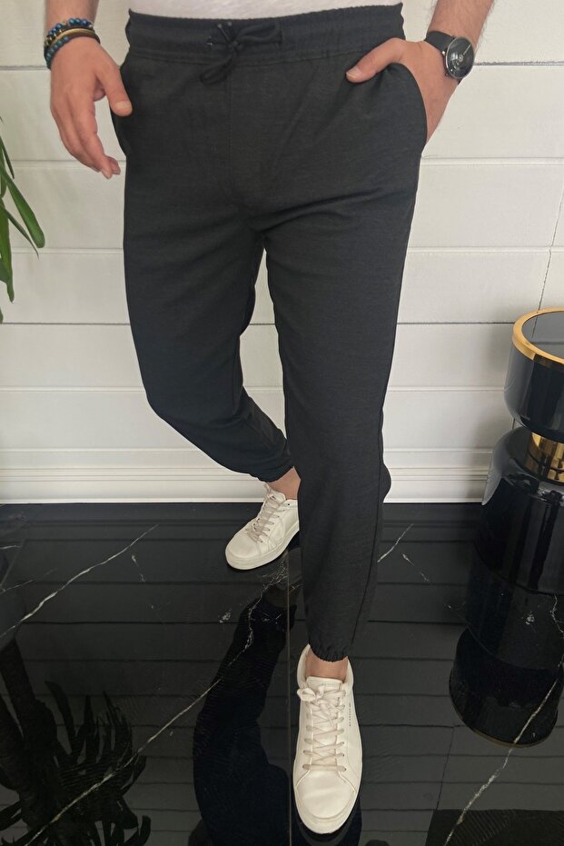 Erkek Antrasit Relaxed Fit Jogger Pantolon - 1