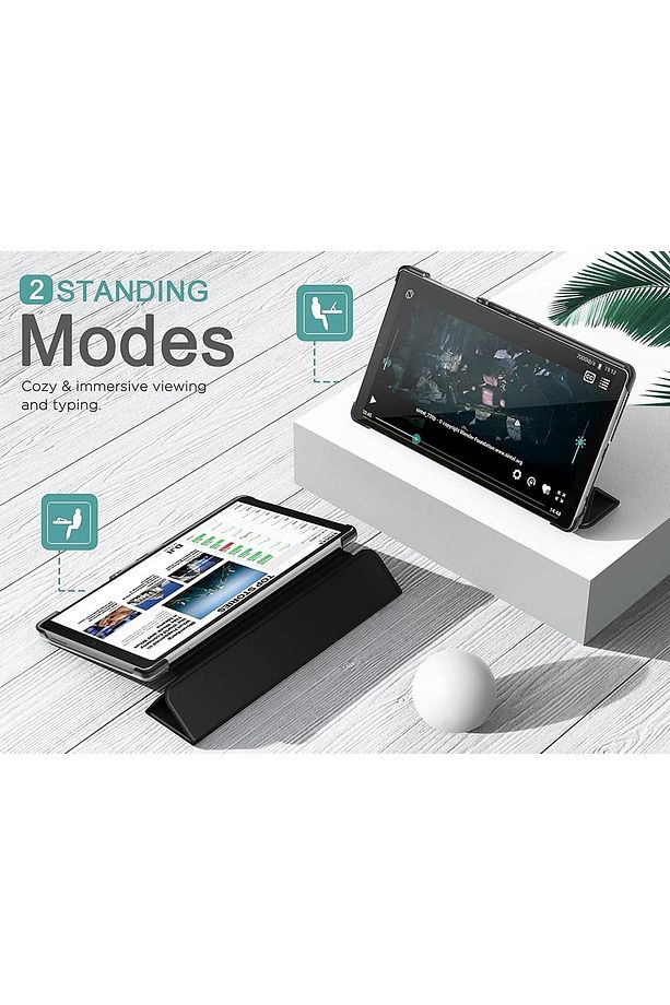 Samsung Galaxy Tab A7 Lite 8.7 Inç Sm-t220 Tablet Kılıfı Akıllı Smart Uyku Modlu Katlanabilir Şeffaf - 7