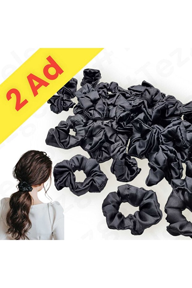 مشبك سيميت من الساتان الأسود مكون من قطعتين - 1