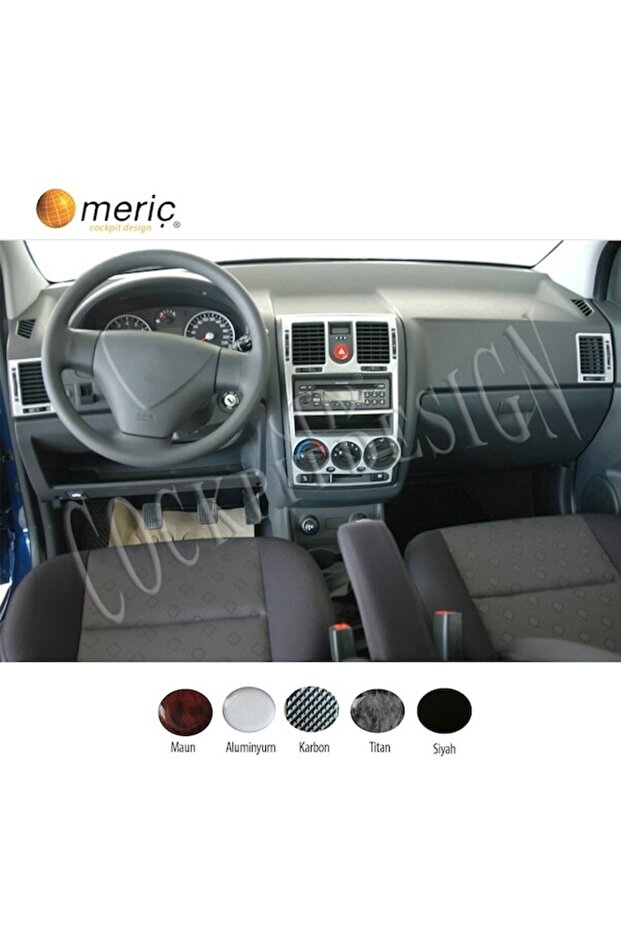 Meric® Hyundai Getz Front Torpedo Covering Glossy Black 4 Parts 2005-2010
