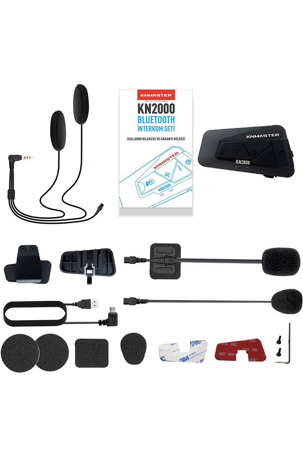 Kn2000 Motosiklet Kask Interkom Bluetooth Intercom Kulaklık Seti Siyah - 4