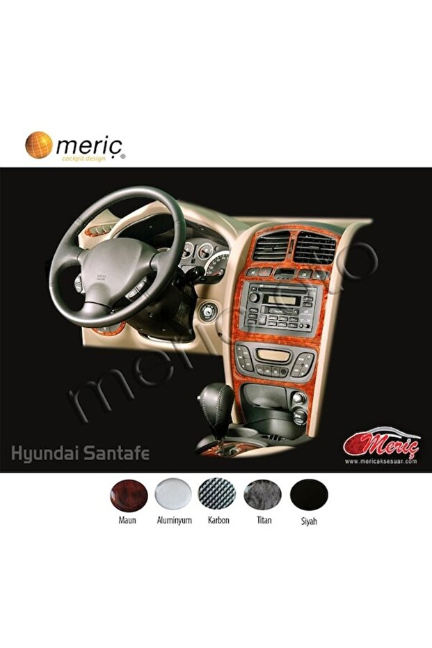 Meriç ® Hyundai Santa Fe Front Glove Box Trim Mahogany 9 Pieces 2002-2006
