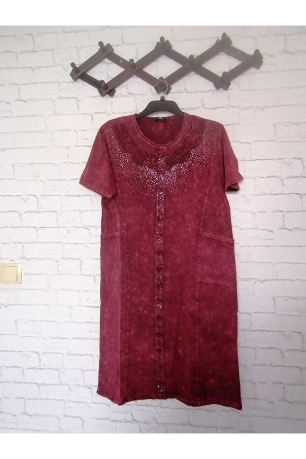 100% Cotton, glittering, Summer, Washed Tensel Fabric, Anti-Sweat, Short Sleeve, Below the Knee Dress