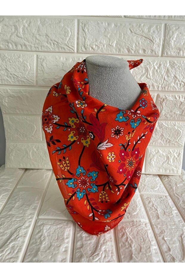 Ethnic Floral Patterned 100% Cotton Bandana Women's Scarf