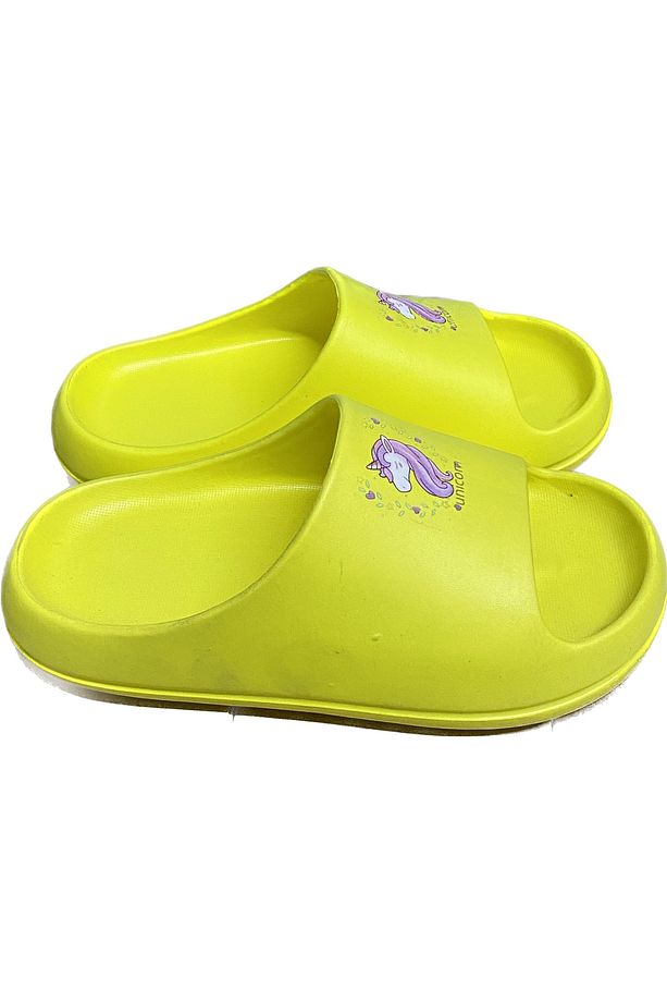 Sarı Kız Çocuk Unicorn Baskılı Slide Terlik - 4