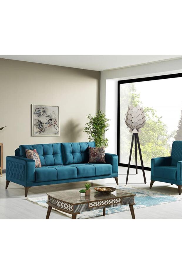 Lambader - Tripod Lambader - Dekoratif Ahşap Lambader - Kozalak Model Lambader - 1