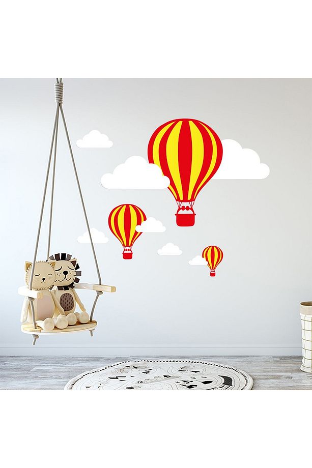 Sarı Kırmızı Uçan Balonlar Taraftar Bebek ve Çocuk Odası Sticker WALLST0015 - 1