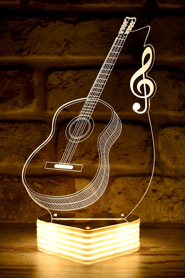 Gitar 3d Görünümlü Led Lamba