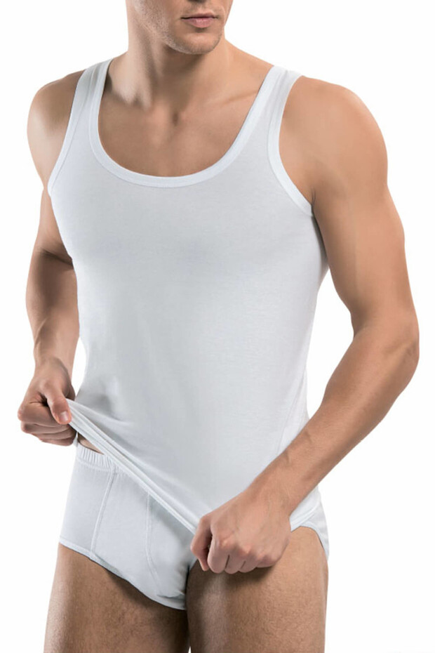 Men's White Undershirt Briefs Set ELF568T01010109CCM