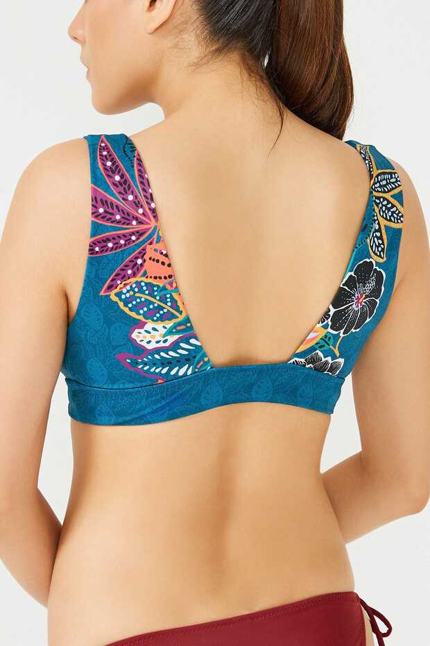 Baskılı Glam Derin V Bikini Üstü - 2