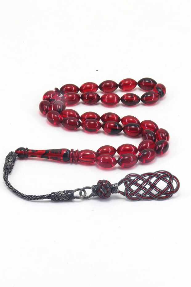 Silver Kazaz Tasseled Fire Amber Rosary T100002