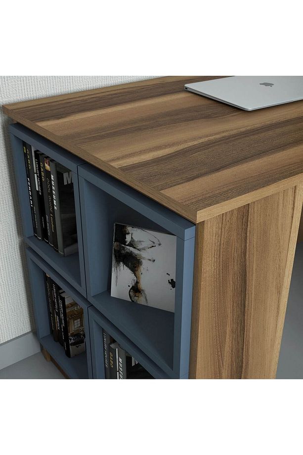 Box Çalışma Masası - Ceviz / Mavi - 3