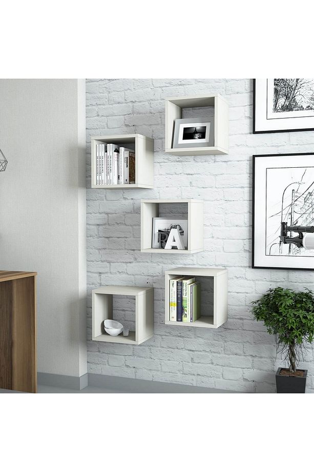Box Duvar Rafı Kitaplık Krem - 2