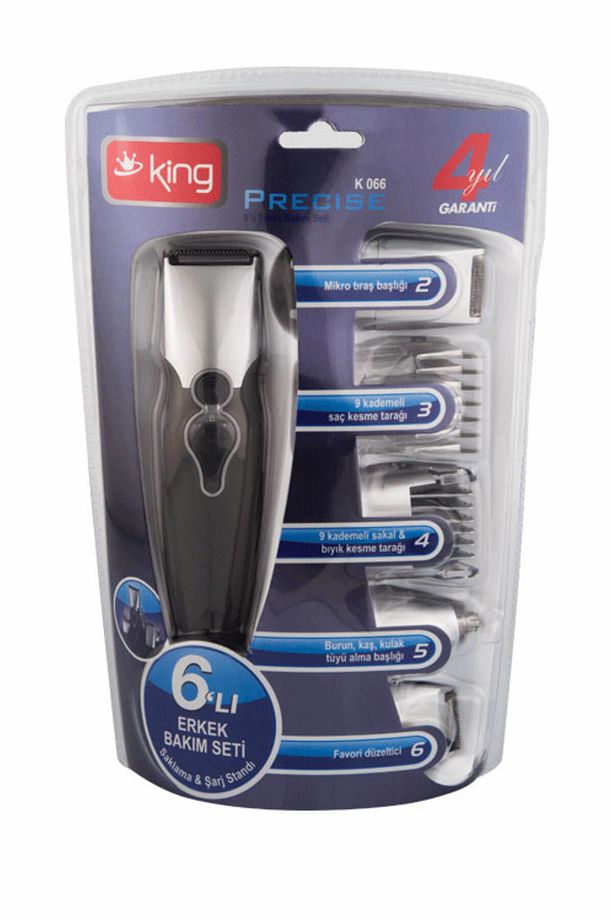 K-066 Precise Şarjlı Saç Kesme Traş Makinesi Erkek Bakım Kiti Seti Siyah Kea-Ksbk-King-0008 - 1