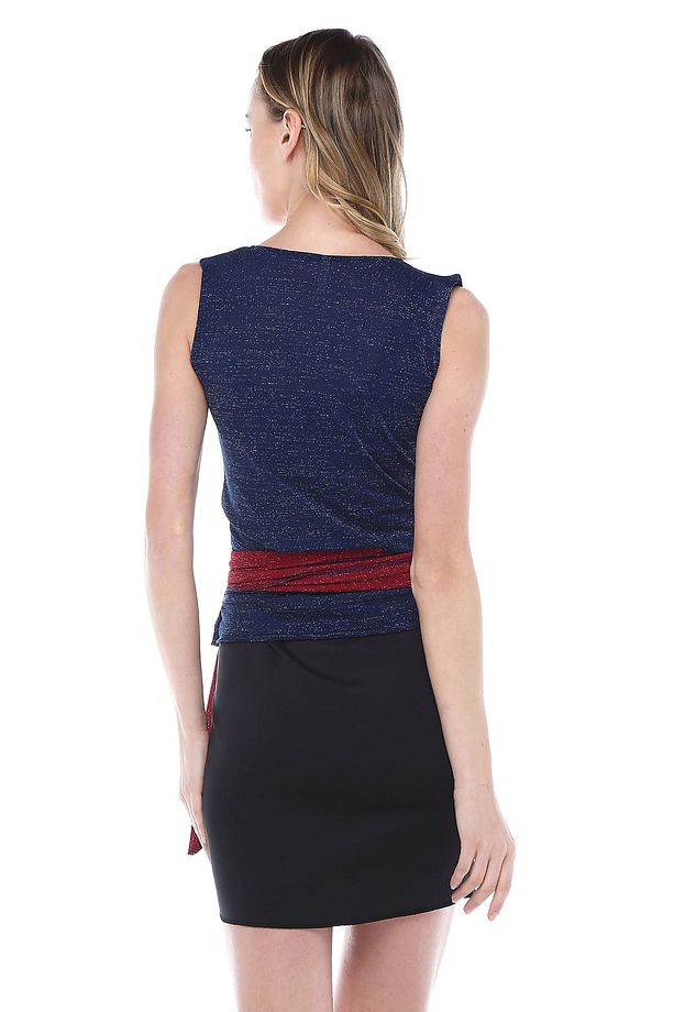 Kadın Bordo Lacivert Hafif Simli Anvelop Bluz BDT2483 - 3