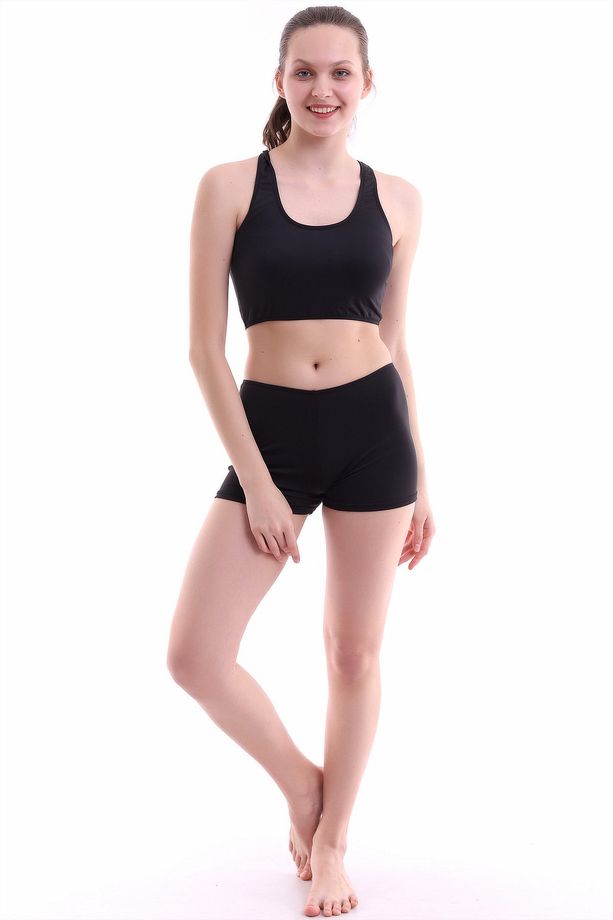 Şortlu Badi Bikini Takım Esnek Likralı Şortu Astarlı - 1