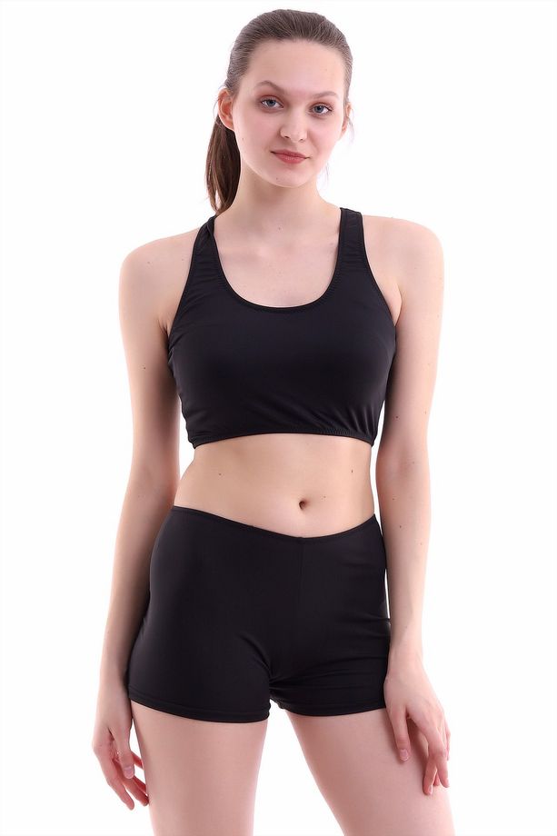 Şortlu Badi Bikini Takım Esnek Likralı Şortu Astarlı - 3