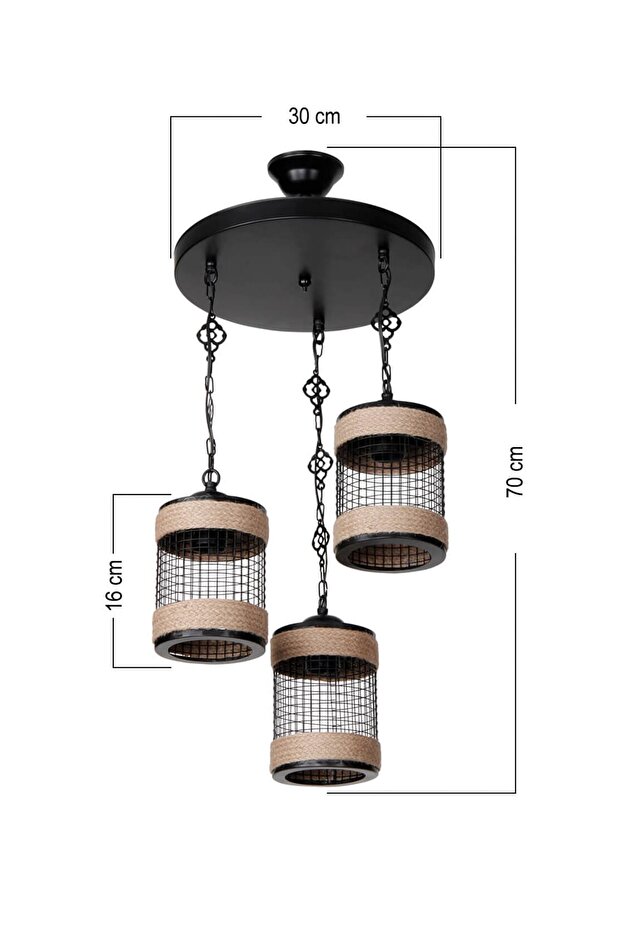 İlayda 3Lü Avize Siyah - 2