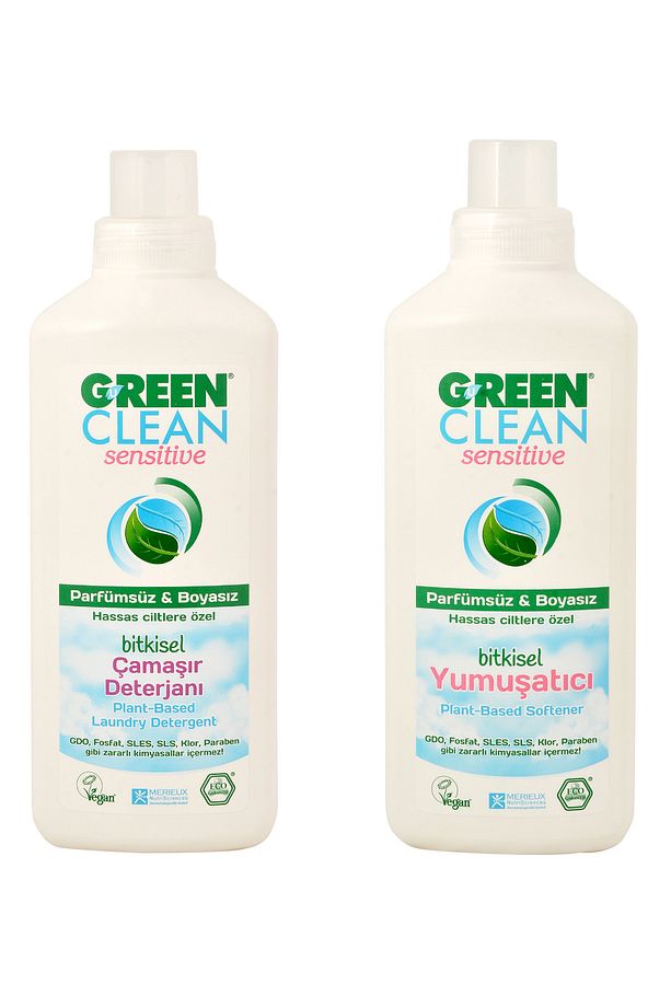 Sensitive Bitkisel Çamaşır Deterjanı 1 lt + Yumuşatıcı 1 lt (Parfümsüz & Boyasız) - 1