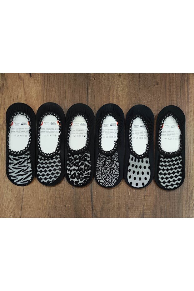 6 Pack Tulle Patterned Ballerina Socks - 1