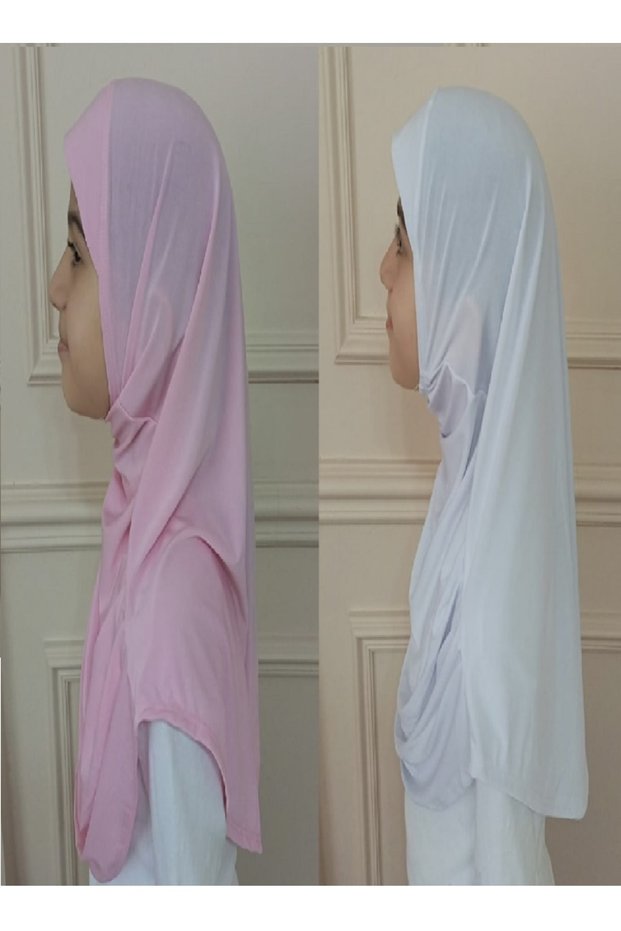 Bone Practical Hijab Scarf-2 Pieces (PINK-WHITE)
