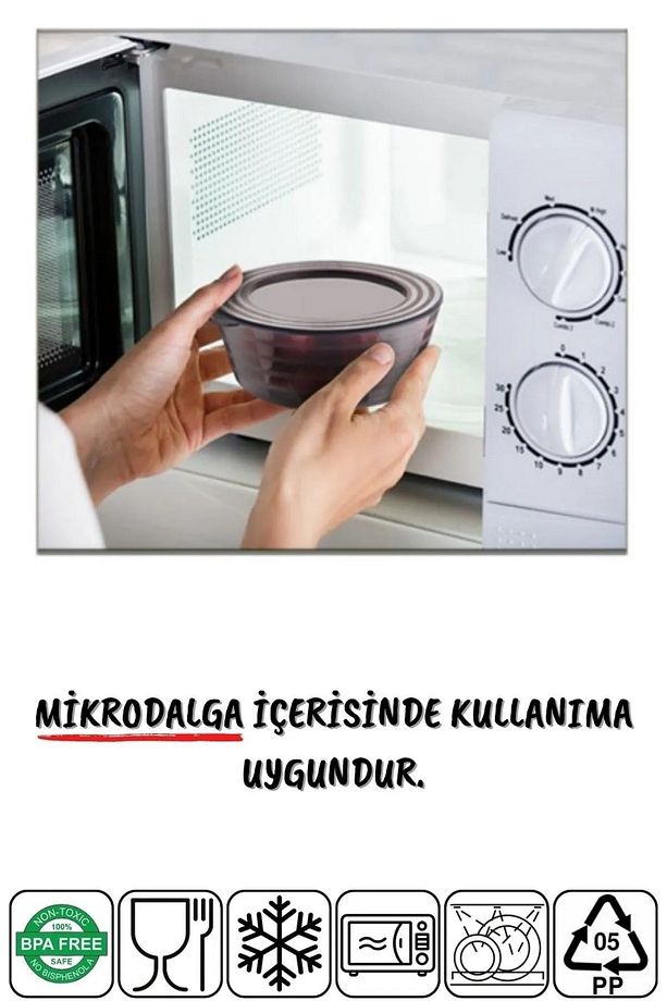 12'li Set Arven Çok Amaçlı Saklama Kabı Mikrodalga-difriz-kahvaltılık Vb. Şeffaf-antrasit - 2