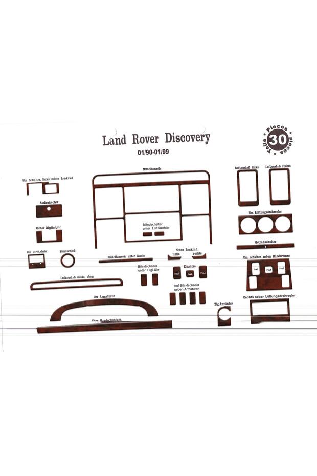 Meric® Land Rover Discovery Front Torpedo Inlay Mahogany 30 Parts 1990-1998