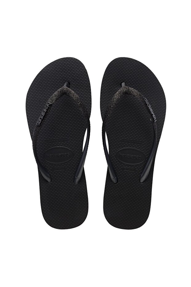 Black Women's Slippers Hav. Slim Flatform Sparkle