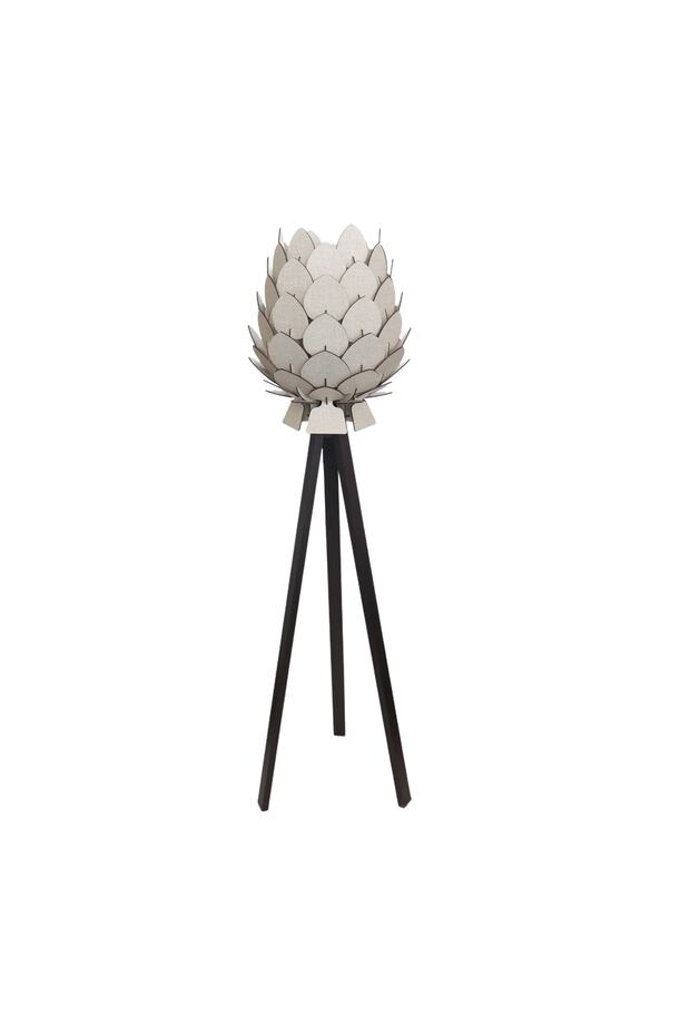 Lambader - Tripod Lambader - Dekoratif Ahşap Lambader - Kozalak Model Lambader - 4