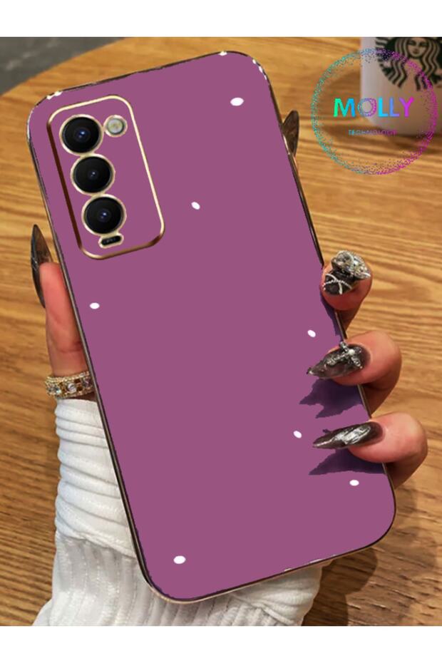 Luxury Silicone Case for Tecno Camon 18t with Lilac Edges Gold Detail
