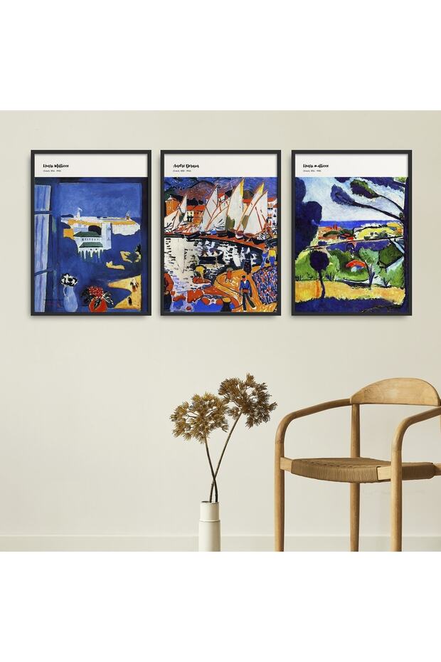 3 Piece Framed Painting Set by Andre Derain, Henri Matisse Classic Works Hpn144