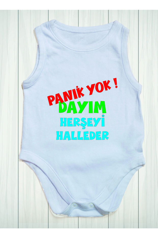 No Panic My Uncle Can Handle Everything Printed Cotton Baby Bodysuit