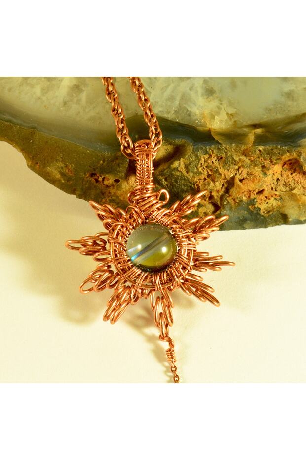 Aura Quartz Crystal Star Handmade Natural Stone Necklace