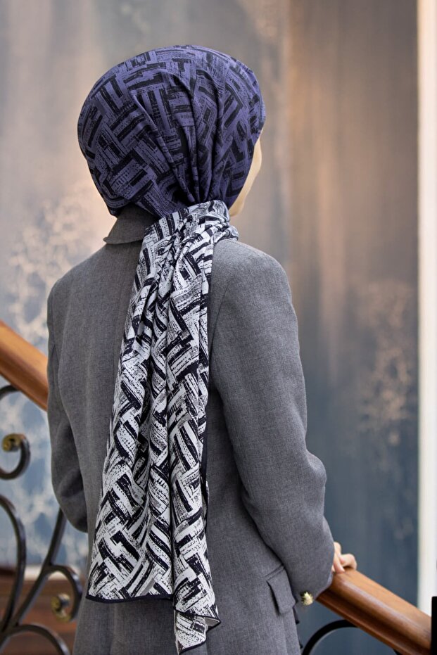 Women's Luxury Medina Silk Shawl Indigo-2