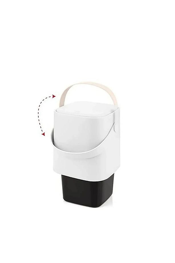 Yeni Nesil Akıllı Kapak Deri Kulplu Tezgah Üstü Mutfak Çöp Kovası 4 Litre - 3