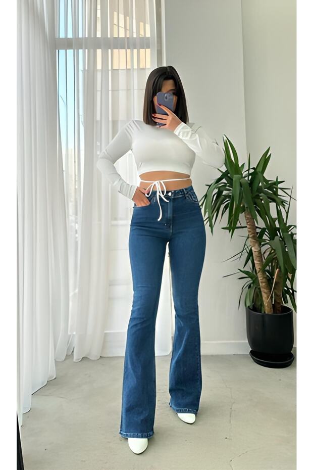 Hero Women's Light Blue Flare Sleeve High Waist Jean
