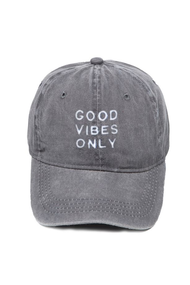 Good Vibes Only Desenli Yıkamalı Beyzbol Kep - 1