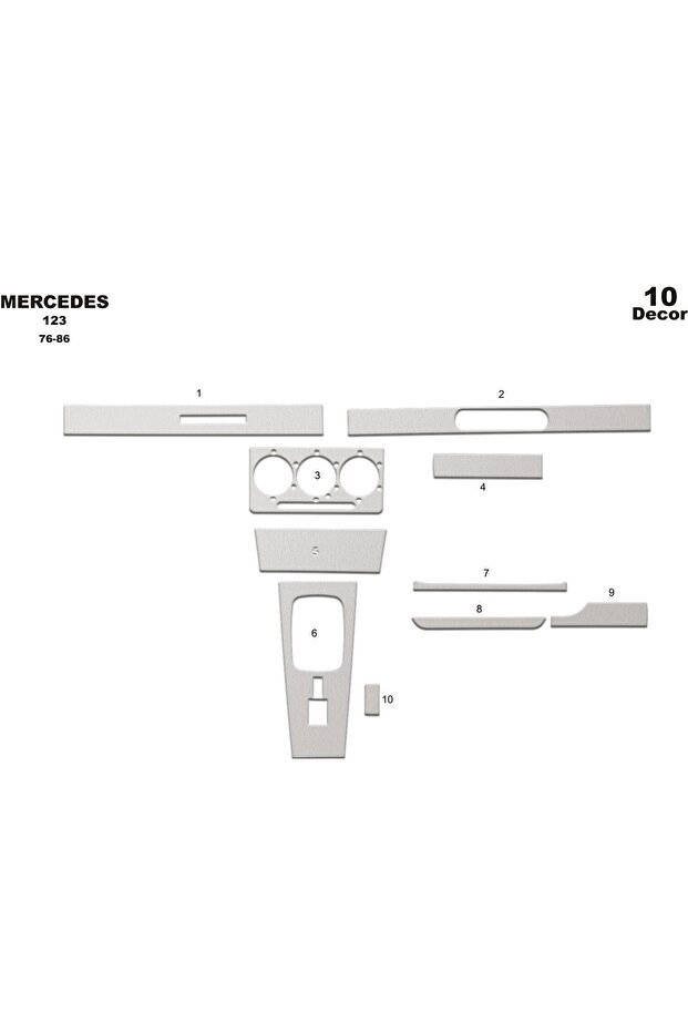 Meriç ® Mercedes 123 Front Glove Box Trim Aluminum 10 Pieces 1976-1986