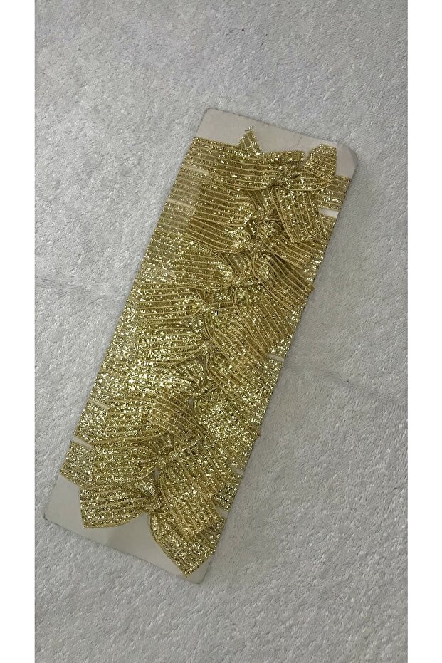 Gold Sparkling Decorative Bow 3pcs - 3