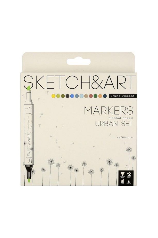 Sketch & Art Çift Taraflı Marker Kalem 12 Renk-mimari - 1