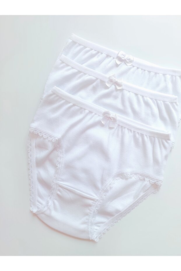 Girl's 100% Cotton Ribbed White Panties/slips