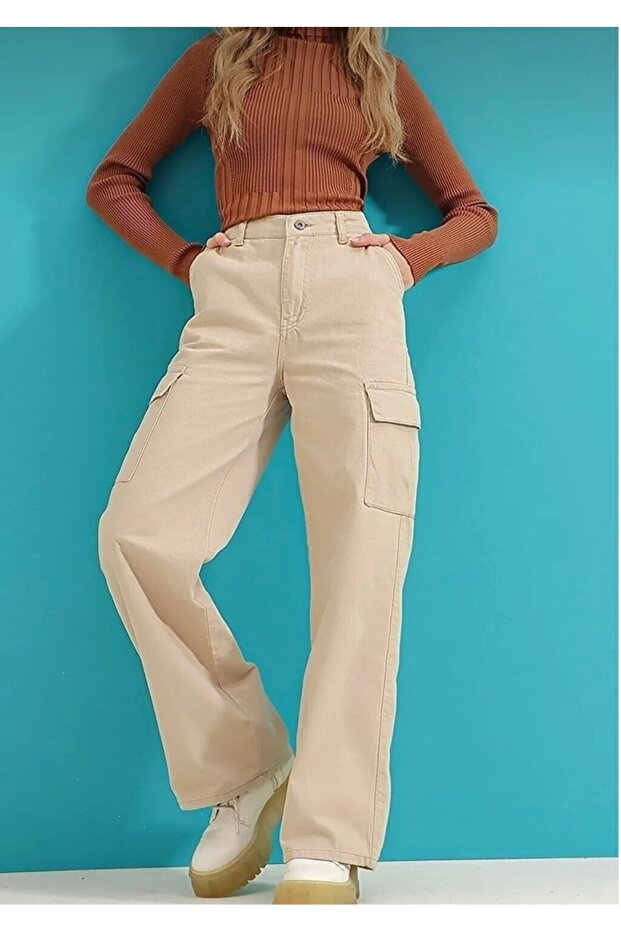 Cargo Pocket Beige Wide Leg Wide Leg