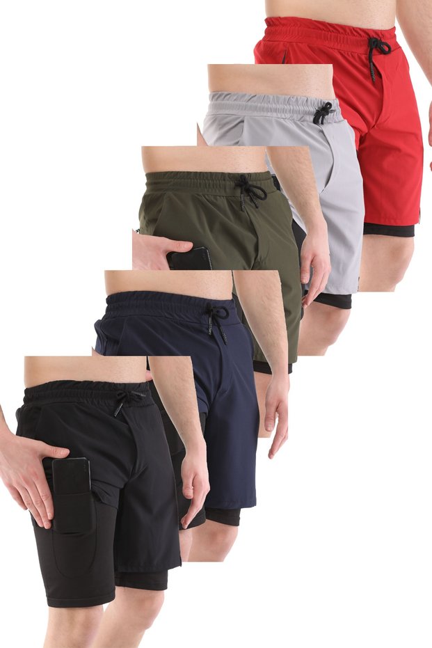 Men's 5 Pack Running Quick Dry Micropoly Training Fitness Short Tights Sports Shorts