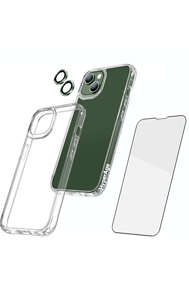 حافظة شفافة متوافقة مع هاتف آيفون 13 + واقي شاشة + واقي كاميرا 360 °   مجموعة حماية كاملة 3 في 1 سوبر - 1