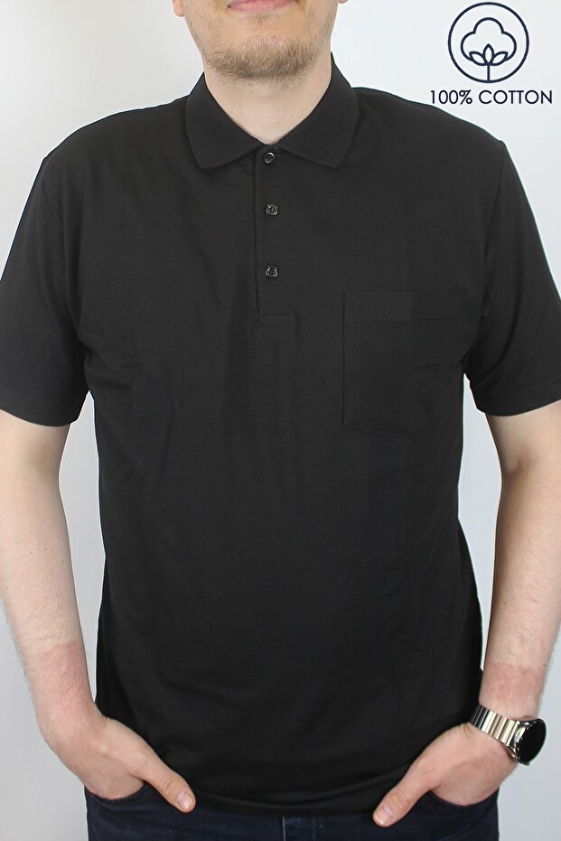 100% Cotton Mercerized Non-Sweating Regular Wide Cut Honeycomb Polo Collar Pocket T-Shirt