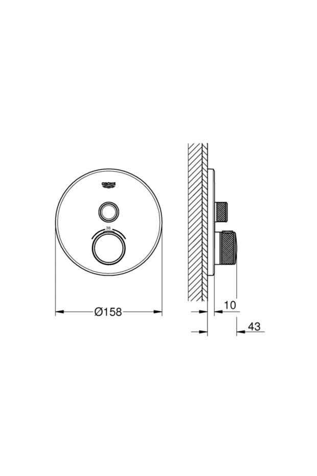 Grohtherm Smartcontrol Tek Valfli Akış Kontrollü, Ankastre Termostatik Duş Bataryası - 29118da - 2